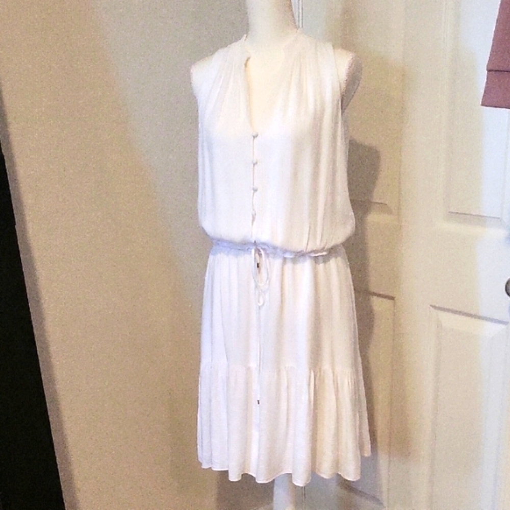 White House Black Market Ivory Button-Front Midi Dress